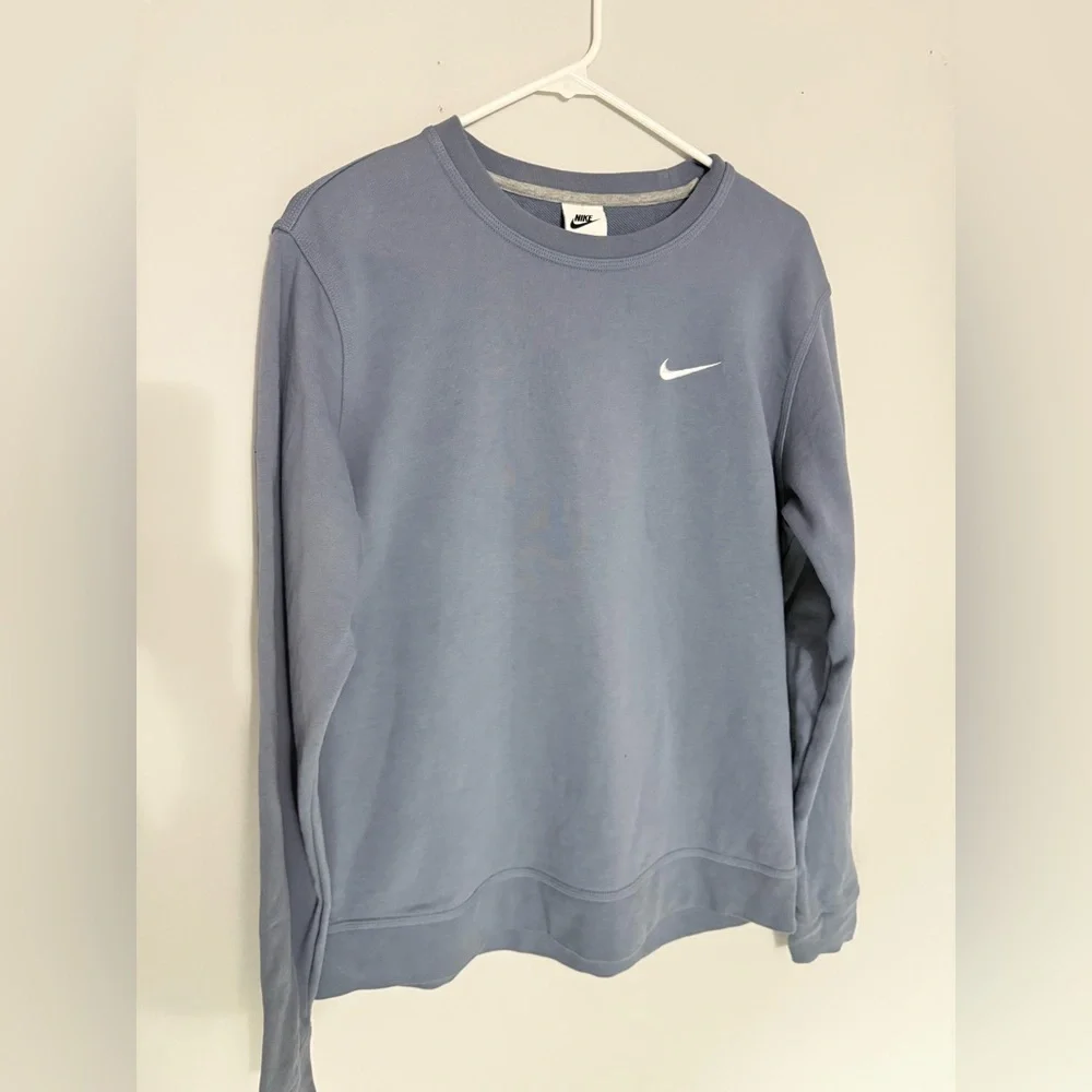 Nike Crewneck Basic Sweatshirt Slate Blue Cotton Sweatshirt Size L - Picture 4 of 10